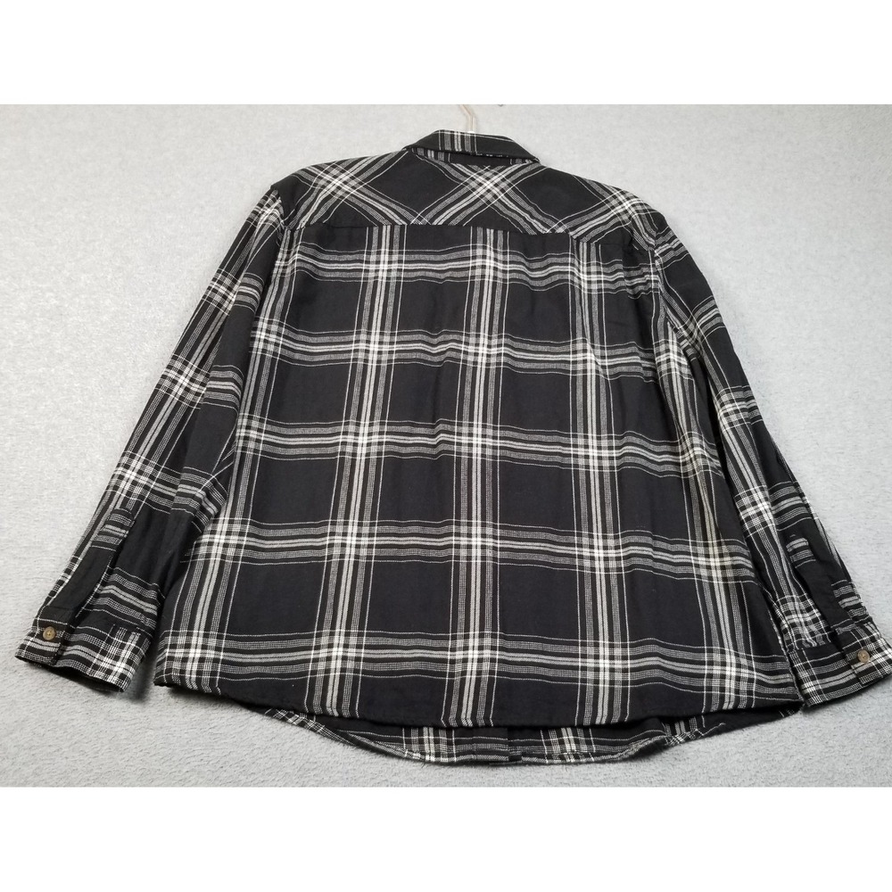 a.n.a Button Up Shirt Women's Large L‎ Black White Plaid Flannel Relaxed Cotton - Picture 3 of 8